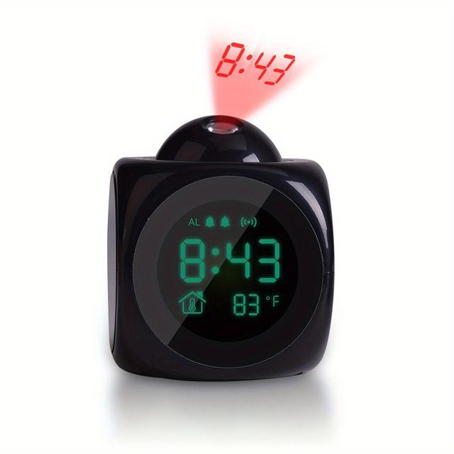 TEMU Lcd Alarm Clock With Temperature Display – Modern Metallic Design, Screen, Sound, Ideal For Living Room And Bedroom Decor, Alarm Clock Living Room