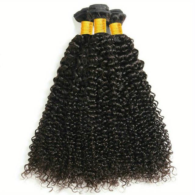 TEMU 3 Bundles 100% Human Hair Weave Extensions - 1b Natural Black, Mixed Lengths, 8a Brazilian Hair, Double Weft For, Styling , Curls, Silky Texture, Protective Hairstyle, Professional Hairstyling