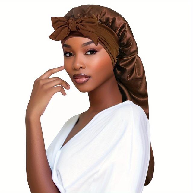 TEMU 1-pcs Set Of Women's Elastic Lace Up Long Bonnet, Soft And , Hair Care Cap, Suitable For Sleeping Caps With Curly, Straight, And Long Hair, Hair Care Cap
