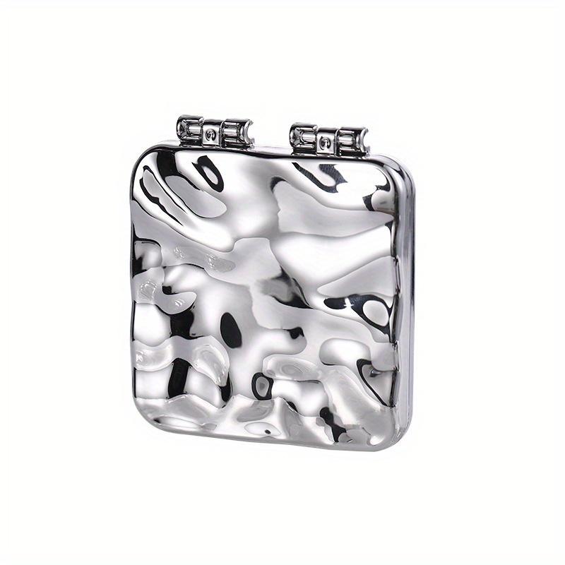 TEMU Wavy Pattern Silvery Portable Handheld Makeup Mirror