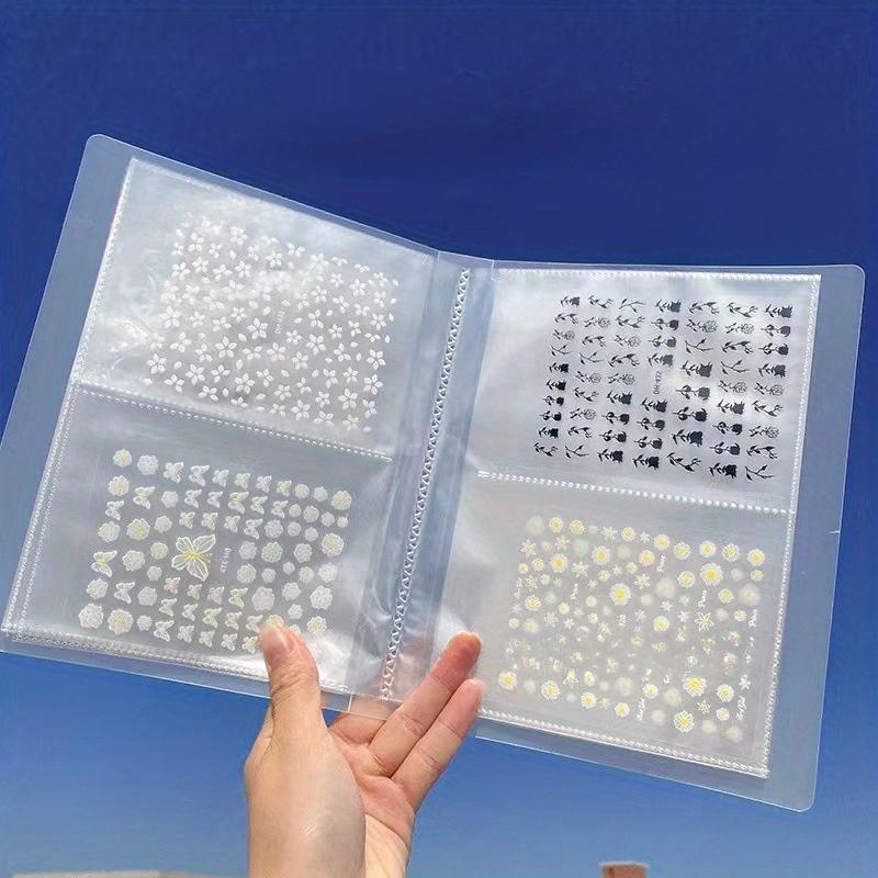 TEMU 80-pocket Clear Scrapbooking Binder Organizer For Stamps, Dies, Postcards & Stickers - Transparent White Plastic Album With Easy-to-use Sleeves For Craft Storage & Organization