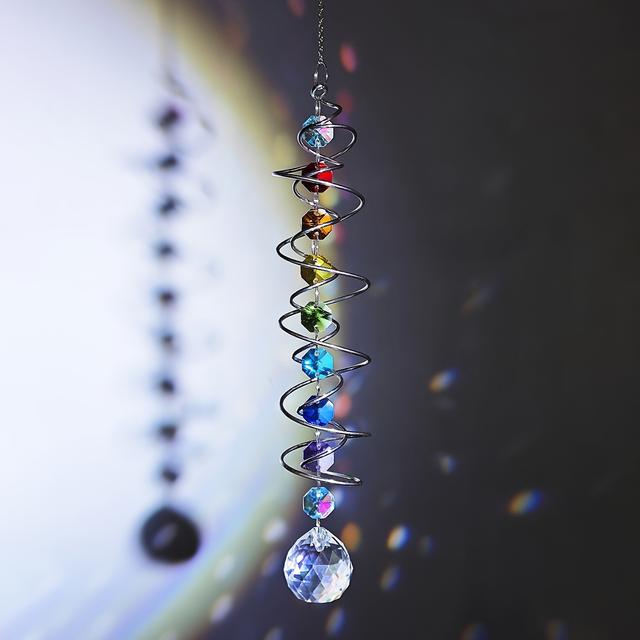 TEMU Mobiles - 4pcs Romantic Hanging Rainbow Pendants, Metal Spiral Ornaments, No Feathers, Power-free For Garden, Patio, Window Decor And Indoor Lighting Decoration, Hanging