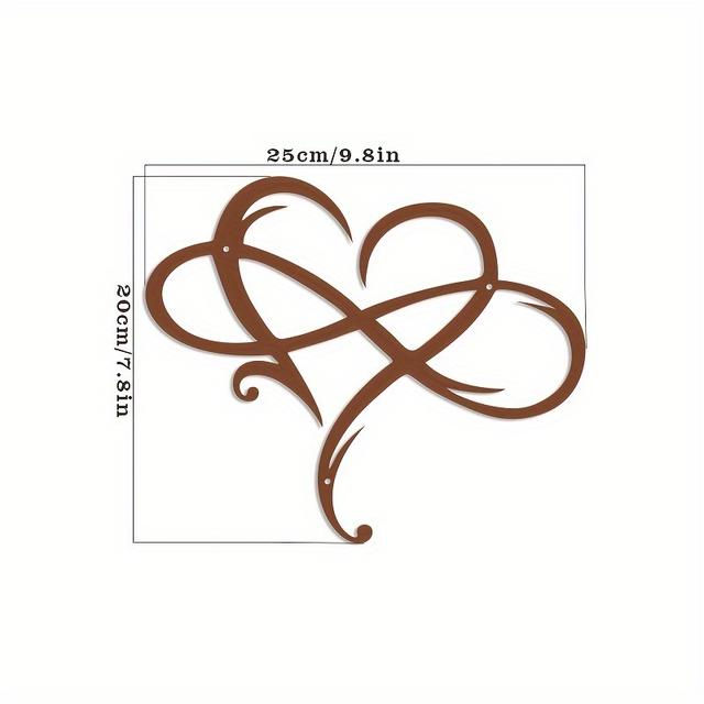 TEMU -shaped Metal Wall Art - Interlocking Infinity Hearts Design, Durable Steel Wall-mounted Decor For Valentine's Day, Mother's Day, Bedroom & Indoor Home Decor