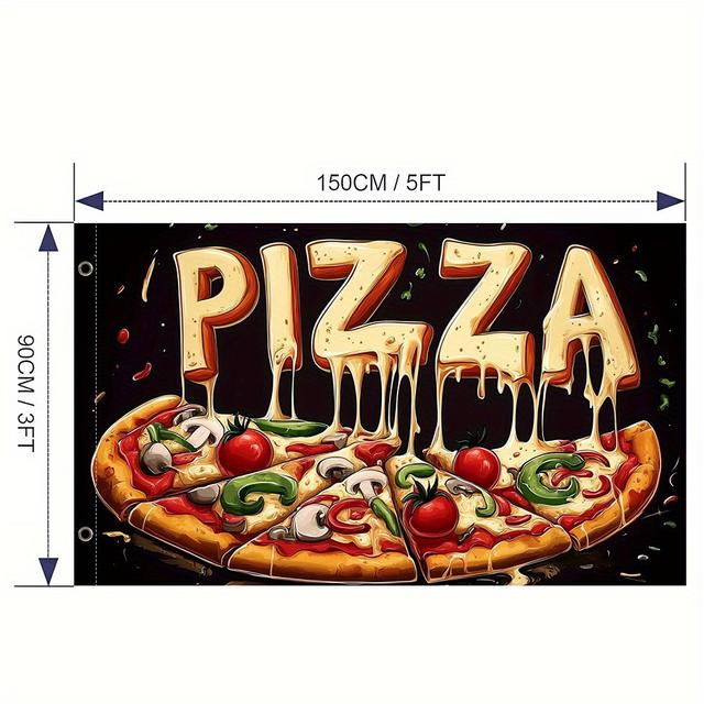 TEMU 1pc, Vitality Pizza, Made Of 100% Polyester For Outdoor Use, Suitable For Patio And Porch Weatherproof Decoration - Does Not Include Flagpole, Summer Garden Flag With A