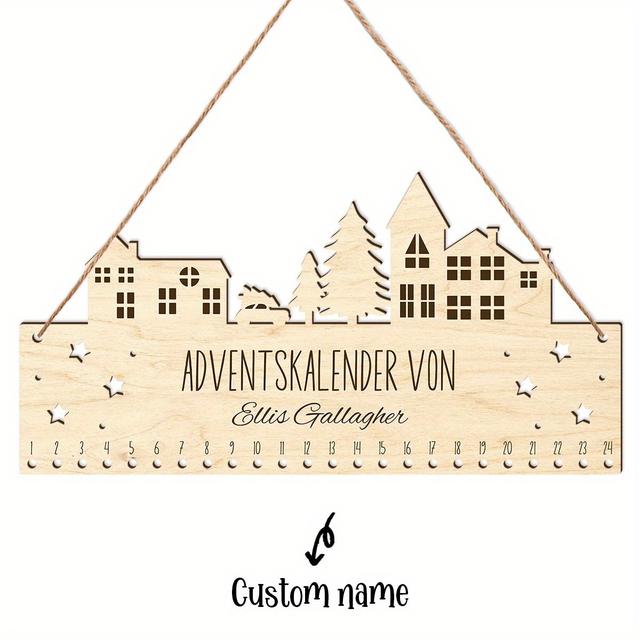 TEMU Personalized Wooden Advent Calendar Featuring A Customizable Name For Christmas.