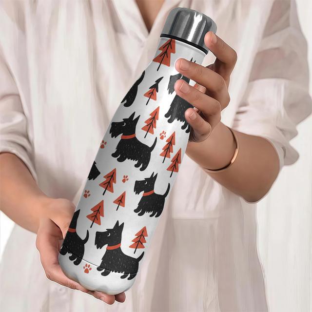 TEMU 1pc 17.5oz Water Bottle Stainless Steel Tumbler, Leak-proof, Gift Idea, Scottie Dog Pattern