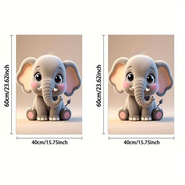 TEMU 1pc Or 2pcs, Towel, Single-sided Print, Rectangular 40×60cm, Cartoon Elephant 2d Design, Soft, Comfortable, Durable, Odorless, Suitable For Bathroom, Kitchen, Beach, And Pool