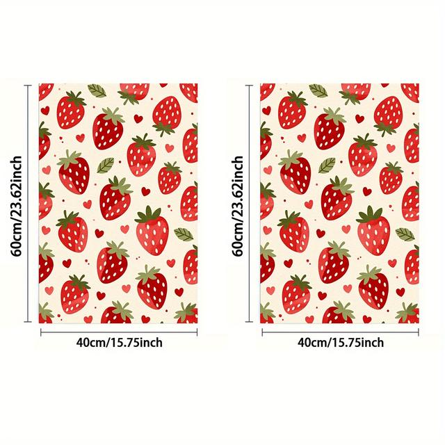 TEMU 1pc Or 2pcs, Towel, Single-sided Print, Rectangular 40×60cm, 2d Strawberry Pattern, Soft, Comfortable, Durable, Odorless, Suitable For Bathroom, Kitchen, Beach, And Pool