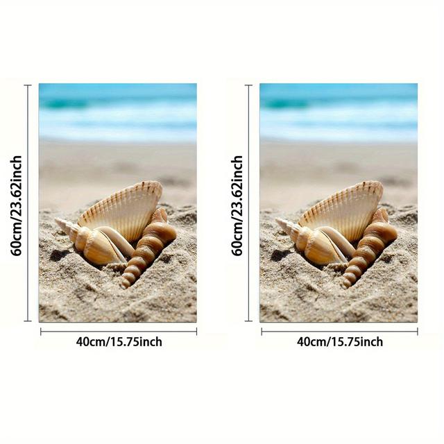 TEMU 1pc Or 2pcs, Towel, Single-sided Print, Rectangular 40×60cm, 2d Pattern Of Shells On The Beach, Soft, Comfortable, Durable, And Odorless, Suitable For Bathrooms, Kitchens, , And Pools