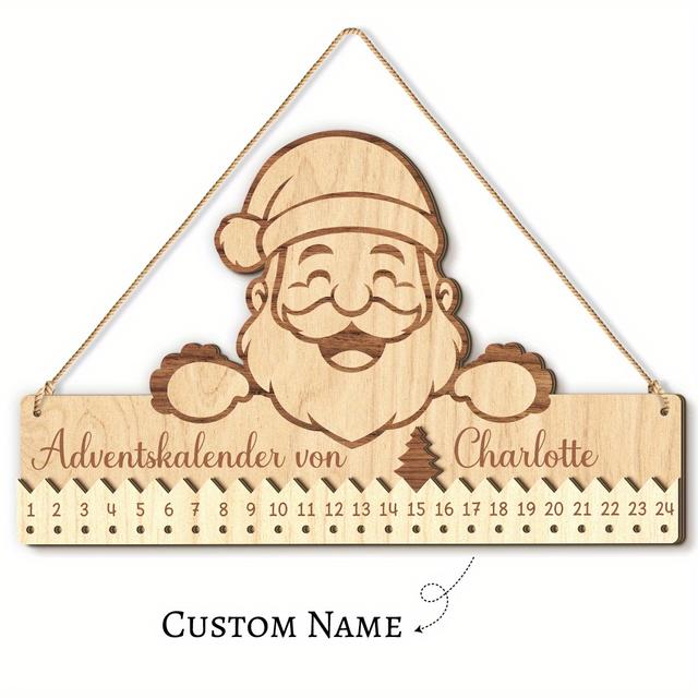 TEMU Customizable Name, Two-layer Wooden Board Design, Personalized Advent Calendar Featuring A Name, Wooden Christmas Calendar, Advent Calendar Made Of With A Name
