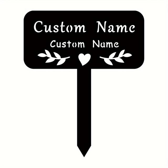 TEMU Personalized Vintage Metal Garden Plaque With Stake - Decorative Floor Memorial Sign, Custom Metal Name Marker For Outdoor Use, Multipurpose Tree Tribute Plaque, Electricity-free