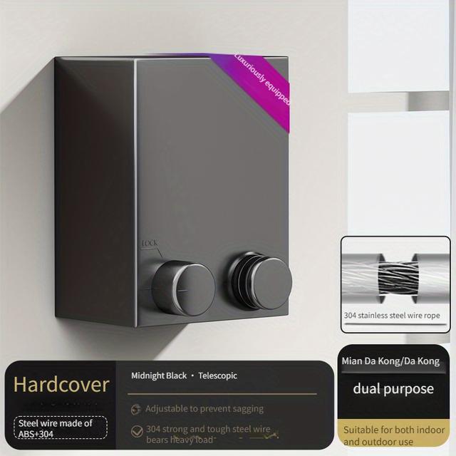 TEMU Correa de Ropa Retráctil Invisibles - Montaje en Pared Sin Taladro, de 420 cm, Grosor de 1.1 mm, Diseño Ahorra- para Uso Interior y , Soporte de Plástico con de Extracción, Correas de Ropa