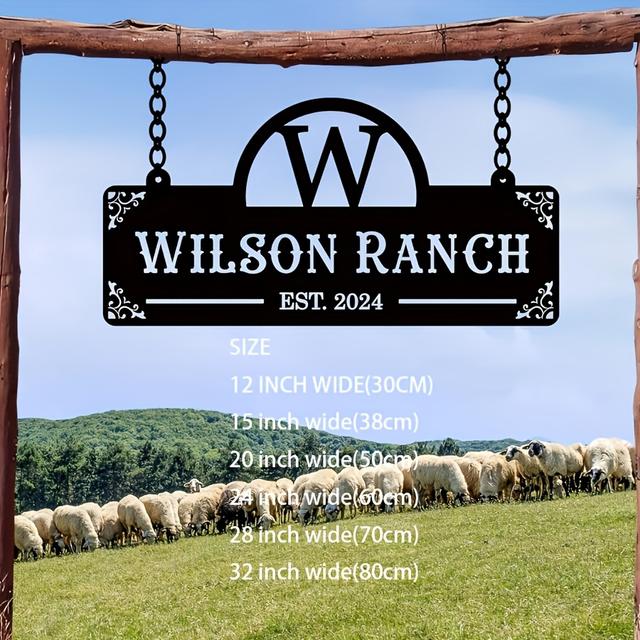 TEMU Custom Vintage Metal - Personalized With A And Date, Suitable For Decorating Cottages, Ranches, Homes, Large Gardens, Or Of Big Farms, Wall-mounted Style, No Power Required