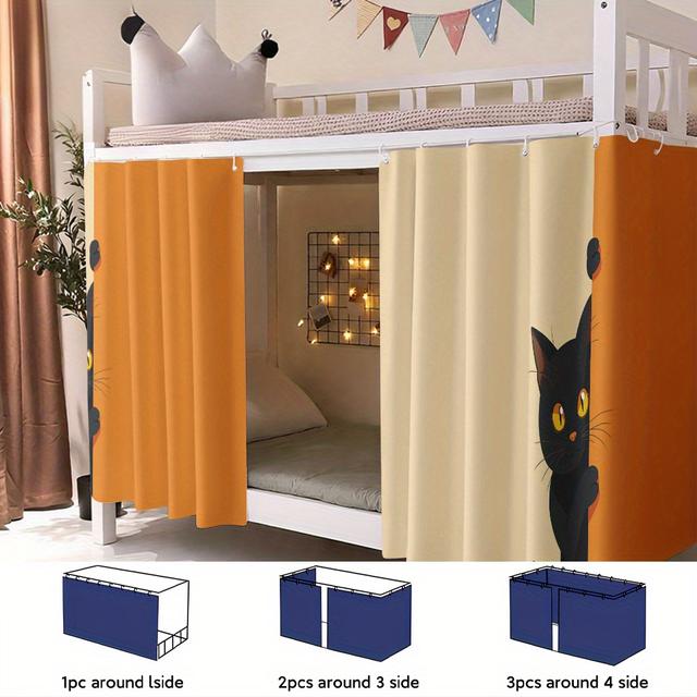 TEMU 2d Flat Bed Curtain, 1pc Durable Cartoon Dormitory Bed Curtain - Privacy & Blackout, Suitable For Bunk Beds, , Christmas, Halloween, Thanksgiving, And Other Festivals, 2d Flat