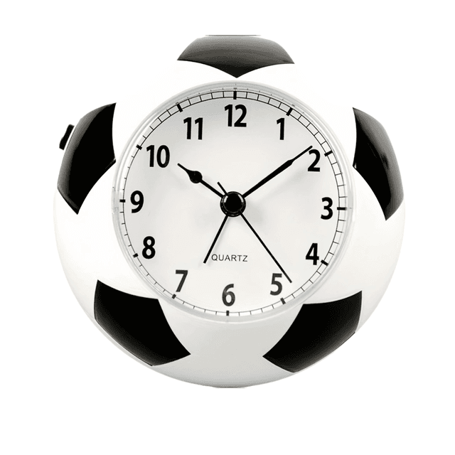 TEMU 1 Stück Fußball-Themen-Wecker mit lebendigem Ballon-Design – Sportlicher weißer ABS-Kunststoff, batteriebetrieben, Alarm & Musikton für , Wohn- und Außendekoration, Fußball-Zubehör, ohne Batterie