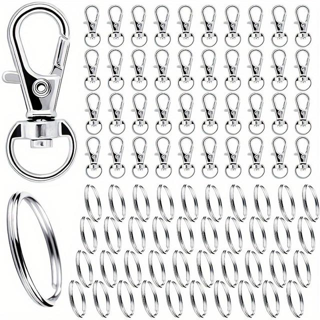 TEMU 80 Metal Keychain Hooks, Silvery For Key Rings/rings Crafts/decorations/wallets/bags Luggage, Home Daily Use, Kitchen, Outdoor Climbing, Convenient Storage And Carrying