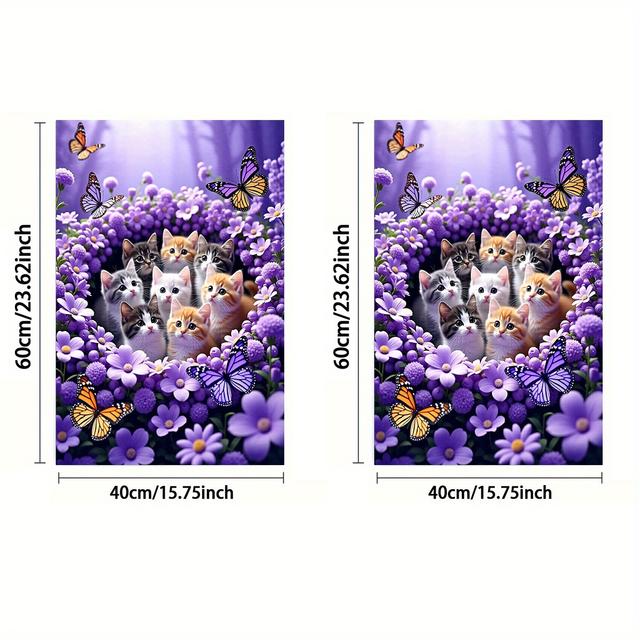 TEMU 1pc Or 2pcs, Towel, Single-sided Print, Rectangular 40×60cm, Cartoon Cat 2d Design, Soft, Comfortable, Durable, Odorless, Suitable For Bathroom, Kitchen, Beach, And Pool