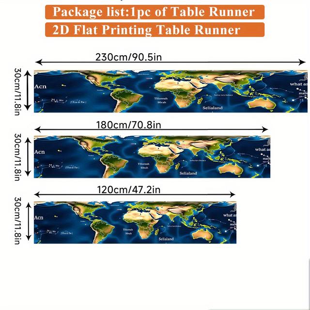 TEMU A 2d Tablecloth Featuring A World Map, Perfect For Holiday Dining Table Decoration In Homes And Kitchens, Made Of 100% Polyester