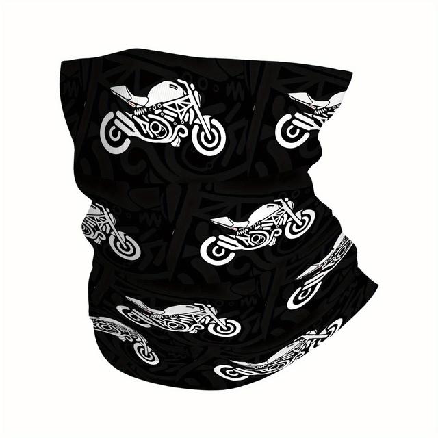 TEMU Men' & Women' Motorcycle-themed Full-body Print Breathable Scarf & Mask - Multi-functional Neck, Gift For Outdoor Activities, Machine Washable Motorcycle Rider For - Use
