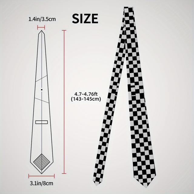 TEMU 1 stuk stropdas met een gestapelde print van zwarte en witte rechthoeken - Zacht, comfortabel en modieus, perfect voor bruiloften en casual gelegenheden