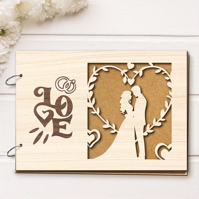 TEMU . Vintage Elegantes Hochzeitsgästebuch mit 20 Premium-Seiten - Großes "x7.87" (30x16in) Hochzeitsalbum, Herz- & Liebesdesign, Perforierte Seiten für Verlobungen, Hochzeiten