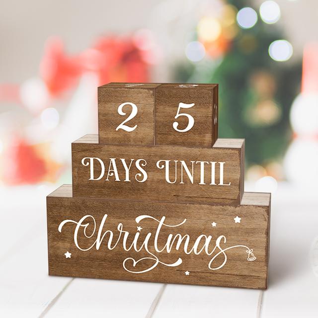 TEMU 4pcs Christmas Countdown Calendar Blocks - Multi-holiday (/chanukah//easter/thanksgiving) Tabletop Calendar With Numbered Days For Daily Countdown - Wooden Decorations For & Party
