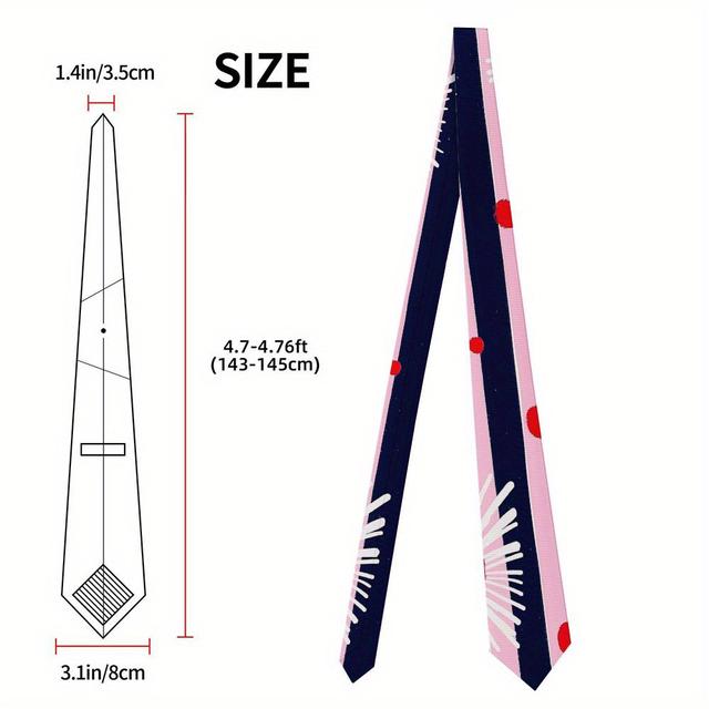 TEMU 1pc Men's & Unisex Wide Necktie - Pink Abstract Flower Pattern, 8cm Wide Than Ties, Polyester Fabric Suitable For , Aviation Lounges, Weddings, , Daily Wear - Ideal Gift For Men &