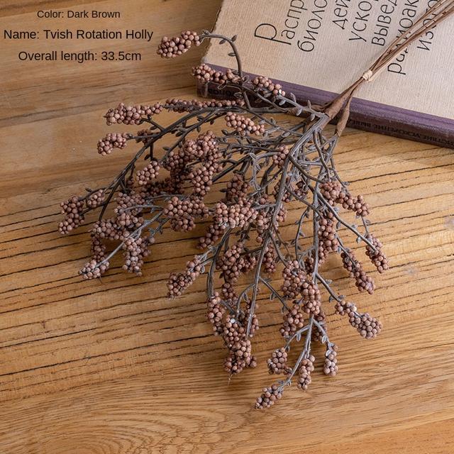 TEMU 5 Artificial Flowers With Faux Autumn-colored Berries