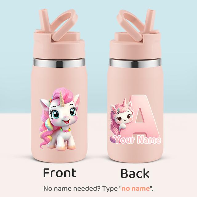 TEMU 1-piece Custom 12oz 304 Stainless Steel Double-walled Insulated Insulated Bottle, Ideal Back-to-school Gift With 3d Printed Unicorn Design And Name