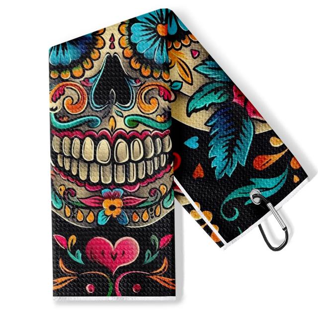 TEMU 1pc Ultra-absorbent Golf Towel, Featuring A Vibrant Floral And Design, Stylish And Quick-drying, Soft, Suitable For Golf Courses, Practice Ranges, And Outdoor Sports, Quick-drying Sports Towel