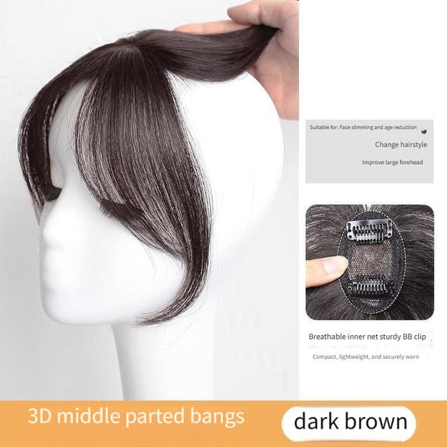 TEMU 12-Zoll Synthetische Haarverlängerungen, Perücke im Französischen Stil, Clip-On Ohrhörer, 3D Hitzebeständig mit Pony, Größe S, Mitte geteilt und voluminöses Oberteil für mehr Haardichte