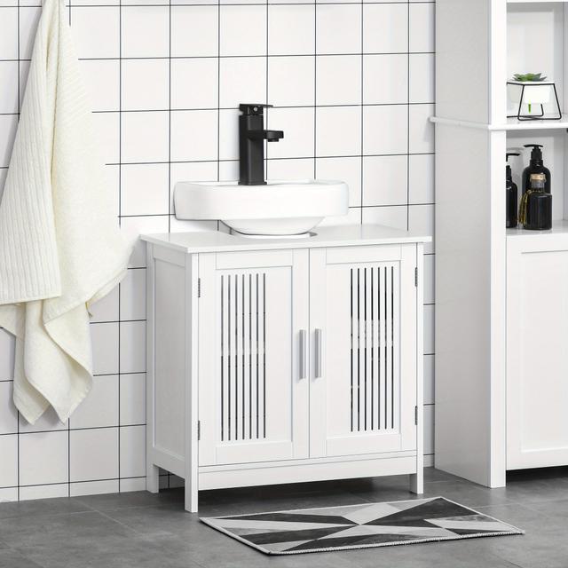 TEMU Modern Under Sink Cabinet With 2 Doors, Bathroom Vanity , Pedestal Under Sink Design, Storage Cupboard With Adjustable Shelves, White