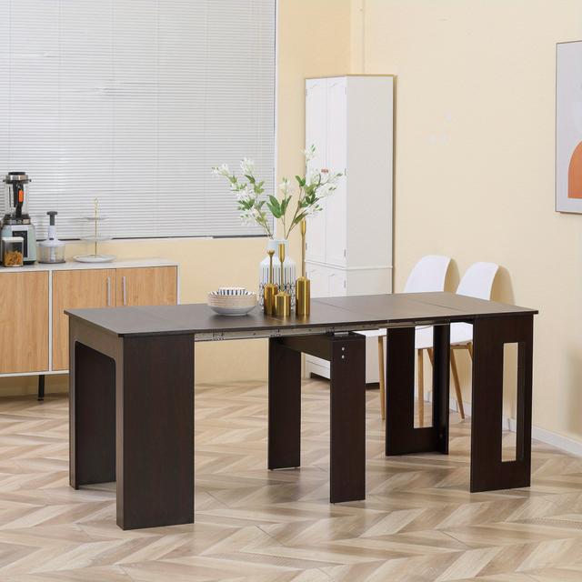 TEMU Homcom Foldable Table, Extendable Dining Table, Kitchen Table For Small Spaces, Seats Up To 6 People, Dark Brown