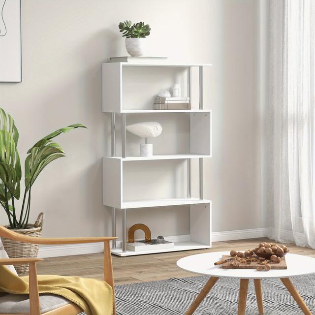 TEMU Bookcase, 5 Tiers Bookshelf, Modern Freestanding Storage Shelf For Home Office, Study, Living Room, 80 X 30 X 145cm, White