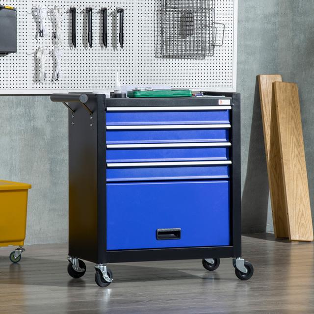 TEMU Durhand 4-drawer Tool Chest With , Rolling Tool Box And Storage Cabinet, Portable Tool Organizer For Garage, Factory And Workshop, Blue