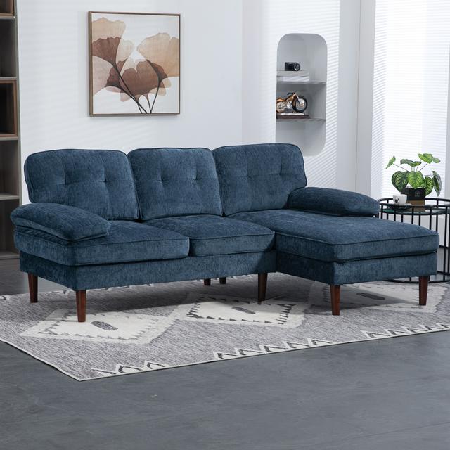TEMU Homcom L-shaped Sofa, 3-seater Couch Wooden Legs And , Sofa Right For Room, Bedroom,