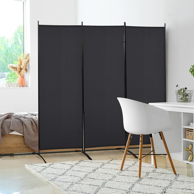 TEMU Homcom 3 Panel Room Divider, 6 Ft Double Hinged Folding Privacy Screen, Portable Freestanding Partition Wall Divider For Home Office, Black