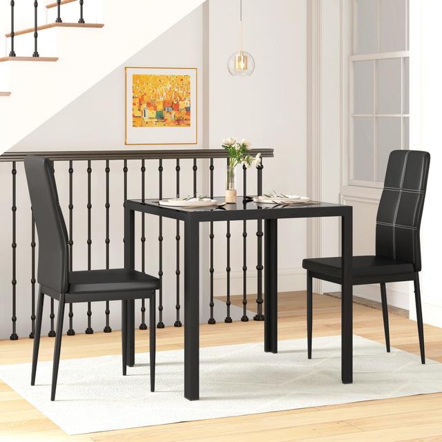 TEMU Homcom Dining Table Set For 2, 3pcs Rectangular Kitchen Table And Chairs Metal Frame And Upholstery For Dining Room, Room,