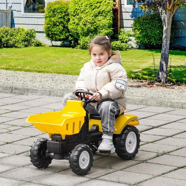 TEMU Kids No Power Excavator With Manual Control Bucket, Pretend Play Toddler Tractor With Function, Construction For Aged 3-6 Years Old, Yellow