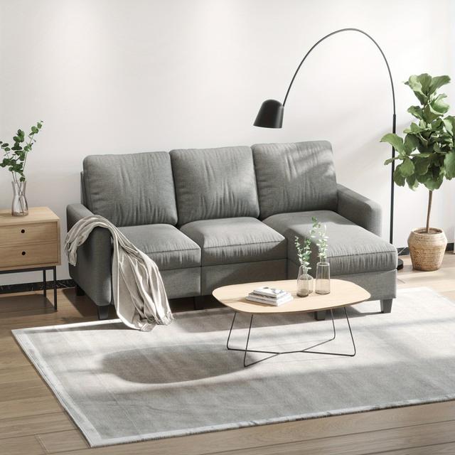 TEMU Homcom Sectional Sofa, L Shape Couch With Ottoman, Modern Sectional Couch For Living Room, Light Grey