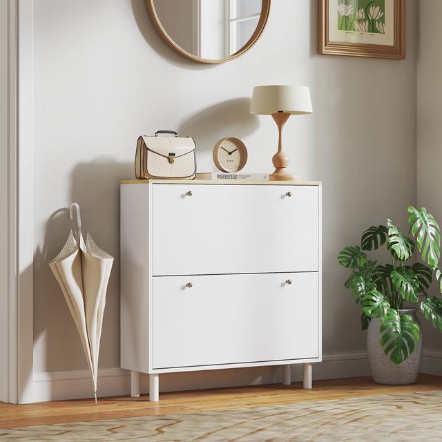 TEMU 2 Drawers & Adjustable Shelves - Holds 16 Pairs, Entryway Or Hallway