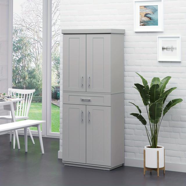 TEMU 72" Tall Freestanding Kitchen Pantry Cabinet, Sleek Grey With , Drawer & 3 Adjustable Shelves - Ideal For Organized Kitchen Storage, Kitchen Organizers And Storage