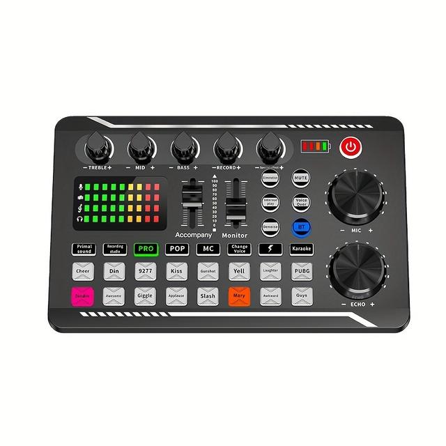 TEMU Tarjeta de sonido profesional F998 para estudio de , mezclador de sonido con micrófono de 3.5 mm, tarjeta de sonido para teléfono y PC, Eid Mubarak.