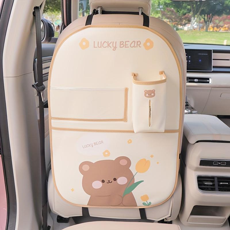 TEMU Car Seat Back Storage Bag, Cute Mounted Storage Bag, Creative Multifunctional Anti Dirt Protection Pad.