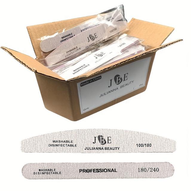 TEMU 50pcs/box Nail File Sanding Block 100/180 180/240 Wood Sanding Grey Nail File Double-sided Emery Board For Nail Art Tool A Ongles Single Package