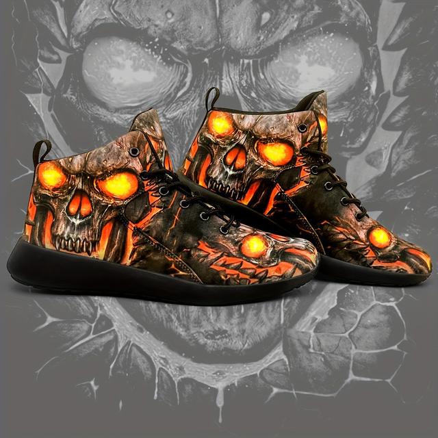 TEMU Sneakers, Men's Lava Theme Fluorescent Blue High- Casual Training Fitness Shoes