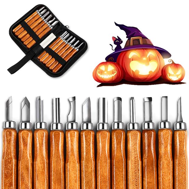 TEMU 12pcs Wood Carving Knife Set - Diy Sculpture, Carpentry, And Beginners!