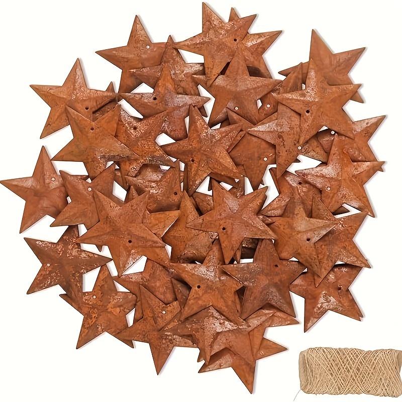 TEMU The 50 Rusty Metal Stars Jute Rope, And The Little Rusty Star Metal Is Used For Christmas And Holiday Garland Decor (1.8in/4.5cm)