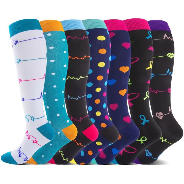 TEMU 7 Pares De Calcetines De Compresión Para Mujeres Y Hombres, Medias Para Correr Al Aire