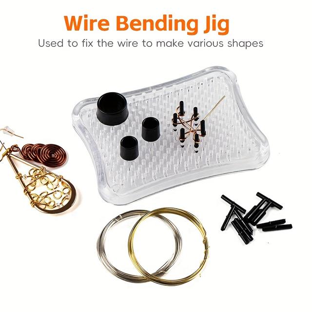 TEMU Plastic Pegboard With Plastic Tools And Metal Wire Bending Tools, Including 20 Plastic Pins, Designed For Jewelry Making And Wire Wrapping